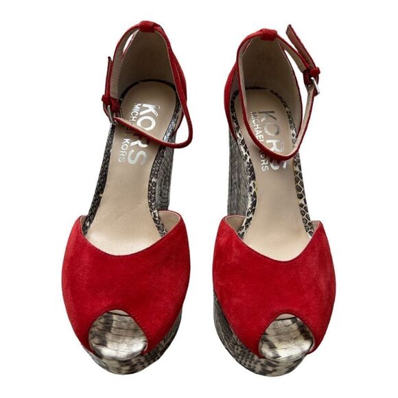 KORS Michael Kors Python Platform Wedges Size 6M - Picture 1 of 6